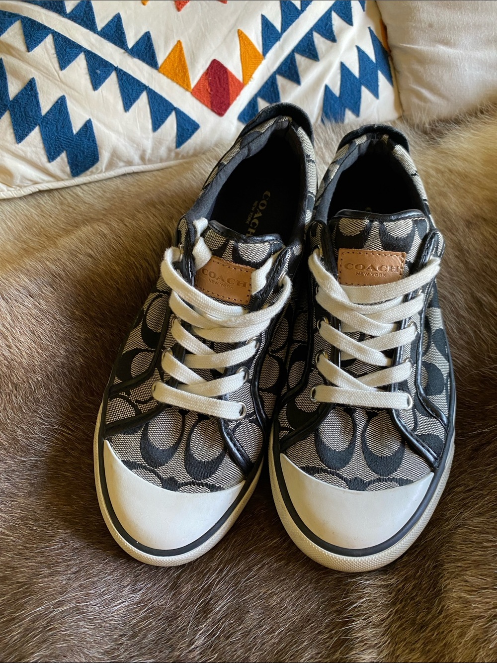 Coach Women’s Gray & White Signature Logo Sneakers